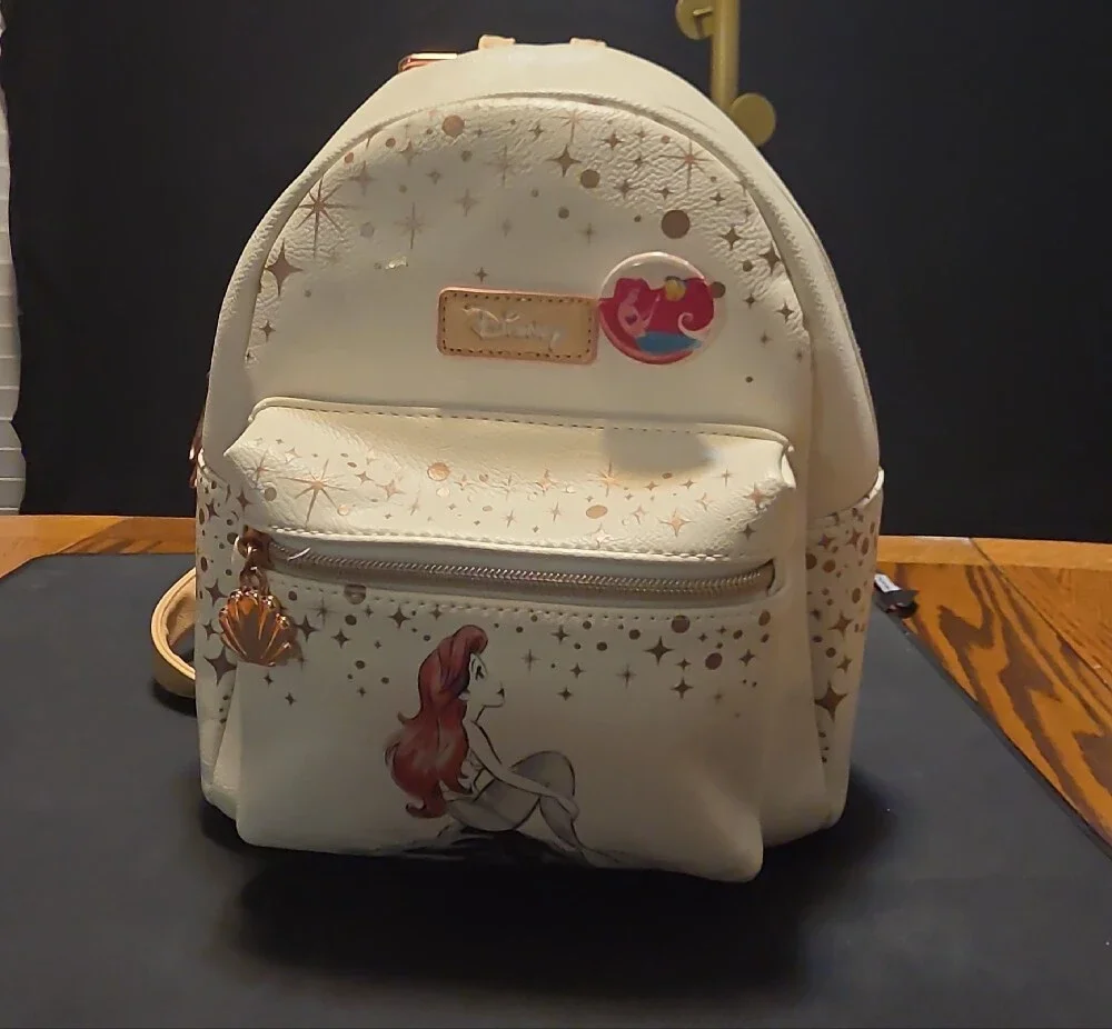 Disney Cream Ariel Mini Backpack with Rose Gold Shell Charm